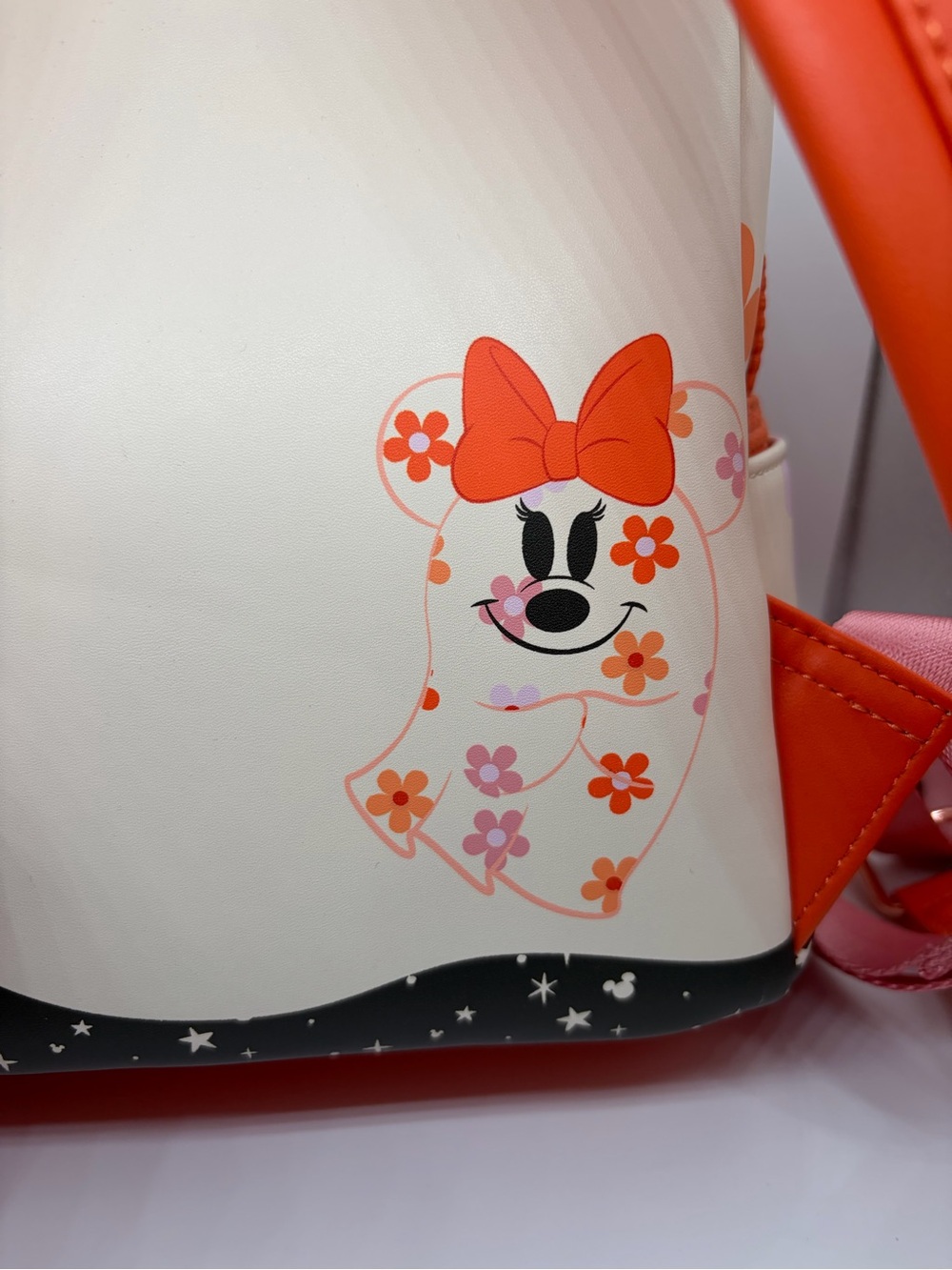 Loungefly Minnie Pumpkin Floral Light-Up Mini-Backpack- White & Orange - Picture 4 of 8